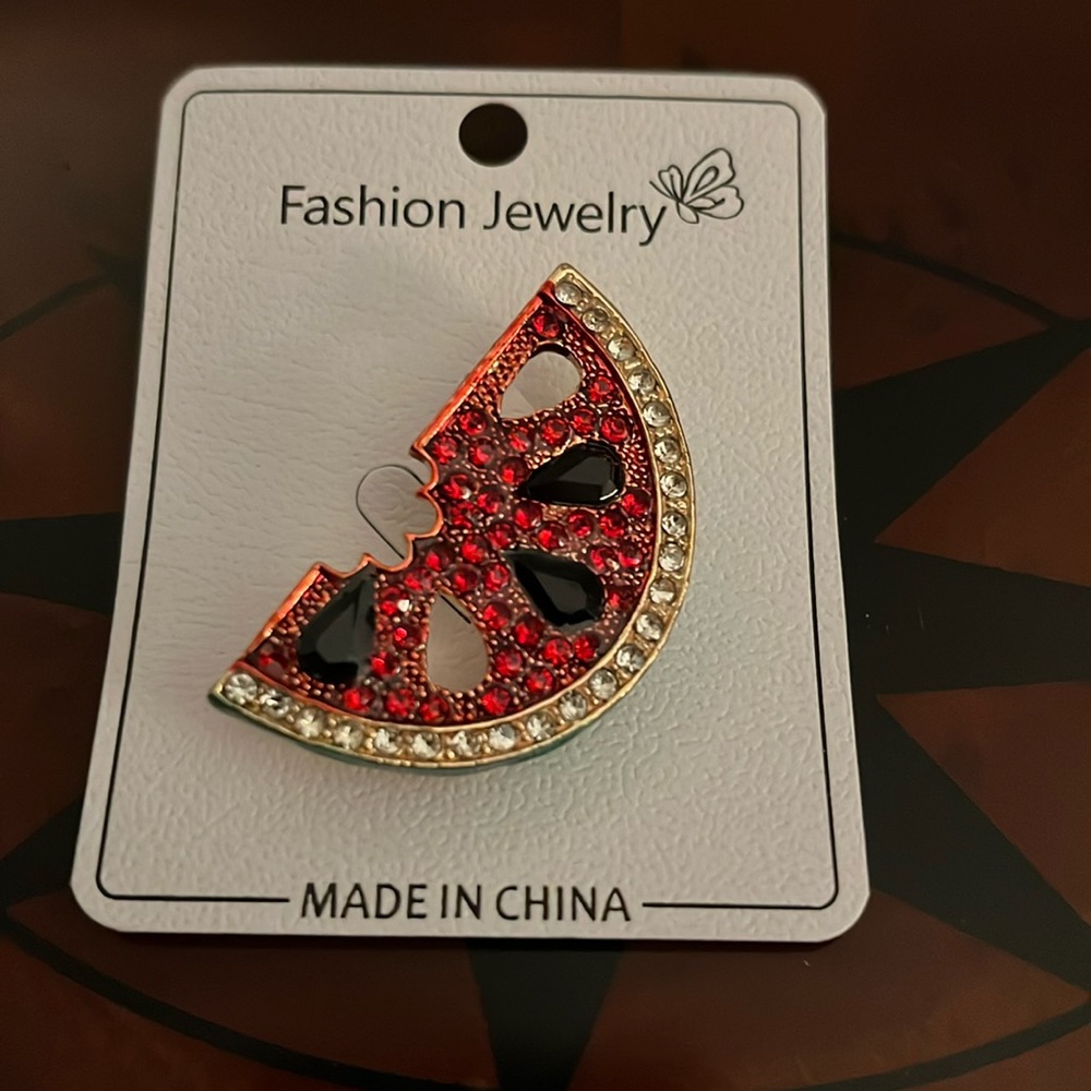 Rhinestone brooch slice of watermelon